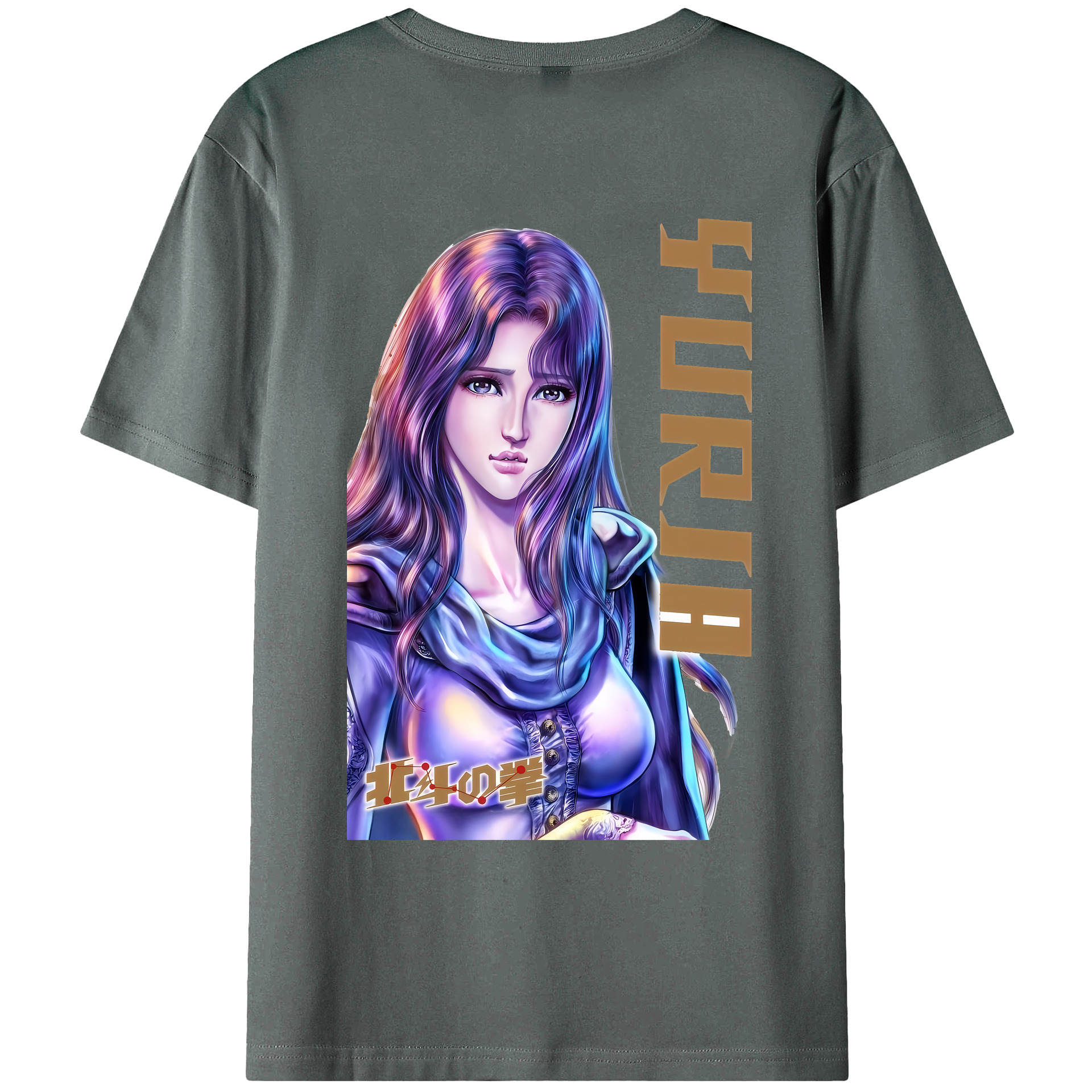 （画像用） 北斗の拳 Fist of the North Star 綿100％ メンズ半袖Tシャツ（バックプリント） 通気性